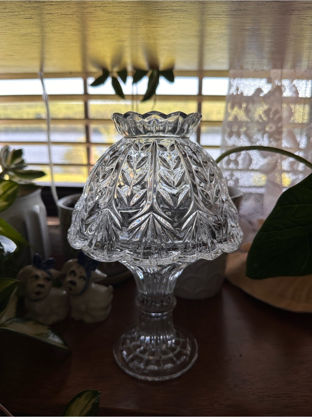 Pressed Glass Table Lamp Shade & Base - Clear